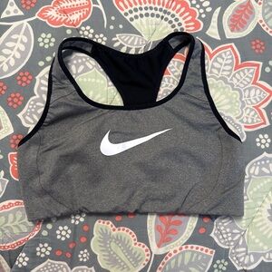 Nike Women's Charcoal and Black Sports Bra